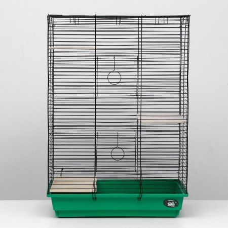 Cage for chinchillas "Pigger" No. 7, with 3 wooden floors, 58 x 40 x 82 cm, emerald-3