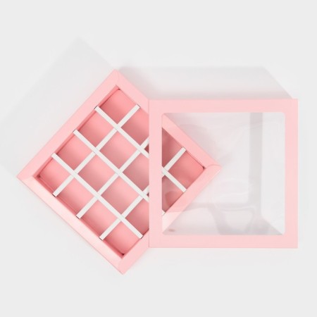 Box for sweets, confectionery packaging, 16 cells, “pink” 17.7 x 17.7 x 3.8 cm-3