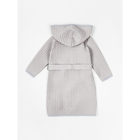 Халат детский с капюшоном Amarobaby Waffle, рост 134-140 см, цвет серый-12
