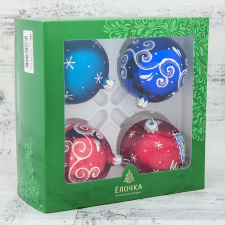 Set of New Year's balls "New Year's fairy tale" (set 4 pcs) 7.5 cm-1
