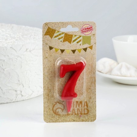 Candle for the cake figure "Oval" "7", red, 5.5 cm-1