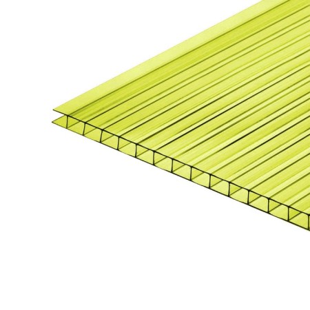 Cellular polycarbonate, 4 mm, 2.1 × 6 m, UV, yellow