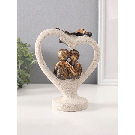 Polystone souvenir "Lovers in a stone heart with roses" under bronze 8.8x15.7x20cm 10686-2