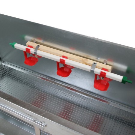 Bruder for chickens, 100 × 40 × 45 cm, with a pallet, a feeder and a drinker, metal-6