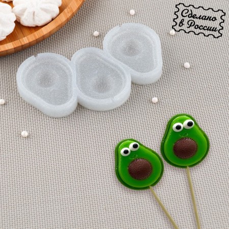 Silicone Mold for candy and chocolate "Avocado", 6 × 5.5 cm, the color is transparent