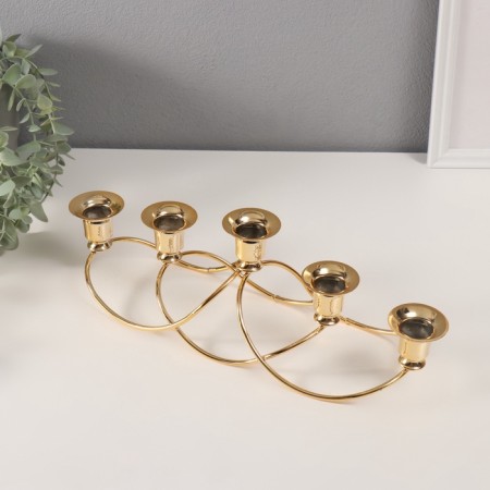 Summary Metal for 5 candles "wave" gold d-2 cm 10.5x37x11 cm-2
