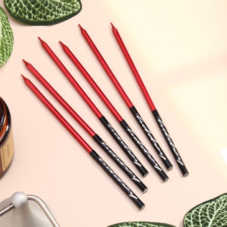 Candles in the cake "Holiday", 6 pcs, 14.5 cm, red with black-1