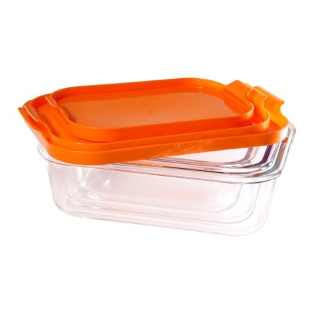 Set of glass containers, orange color, 3 pcs.-5