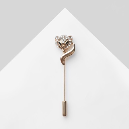 Pin "Fox", 5 cm, white color in gold-4