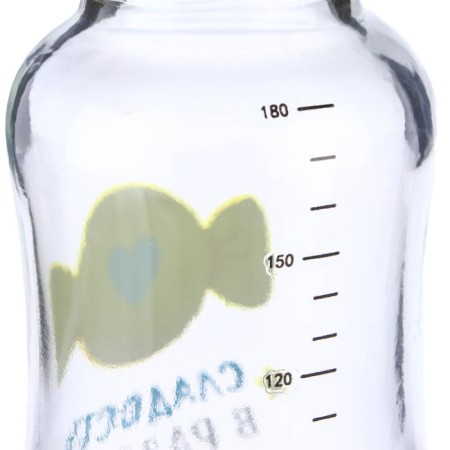 A bottle for feeding glass "Bear Prince", classic throat, medium stream, 180 ml., From 3 months.-2