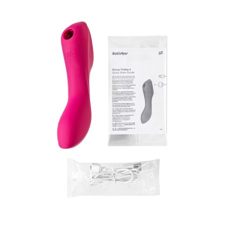 Vacuum-wave contactless stimulator of the Satiffyer Curvy Trinity 3 clitoris, silicone, red color-12