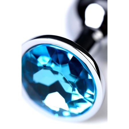 Anal plug with the Toyfa Metal rhinestone, silver, topaz, 7 cm, d = 2.8 cm-4