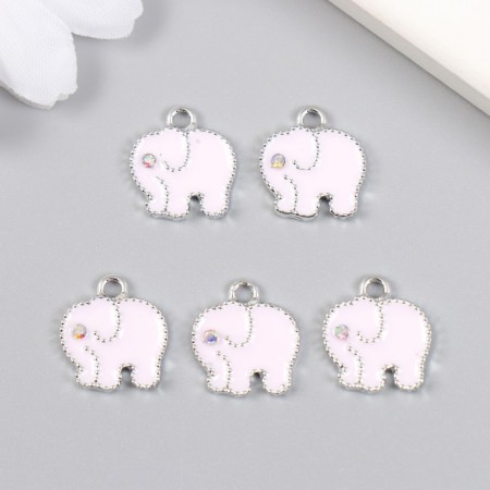 Decor for creativity metal, enamel, rhinestone "Elephant" silver 1.3x1.4 cm-2