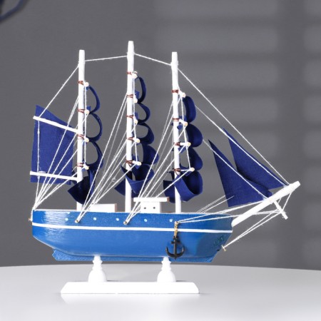 Souvenir small “Dorita” souvenir ship, sides blue with a white strip, blue sails, 23 × 5.5 × 21 cm-1
