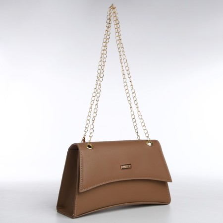Women's bag made of artificial leather with a valve, 26x16x9 cm, brown color-3