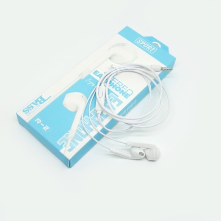R-2 headphones, wired, inserts, microphone, 1 m, jack 3.5 mm, white-6