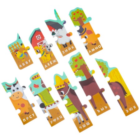 Soft puzzle for kids "Alphabet: Farm", 9 parts, crumb I-9