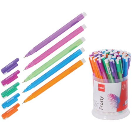 Balloon handle Cello Frosty, node 0.7 mm, blue ink, MIX case