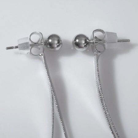 Earrings hanging "grace" flat threads, silver color, 15 cm-1