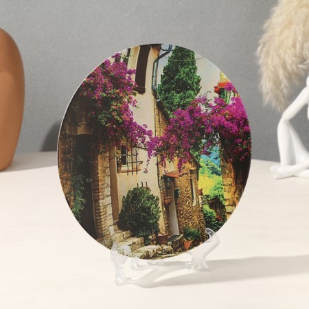 Decorative plate "Provence streets", with a pattern on canvas, d = 20 cm-1