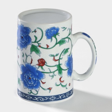 Ceramic mug with a lid and sieve "flowering roses", 300 ml-3