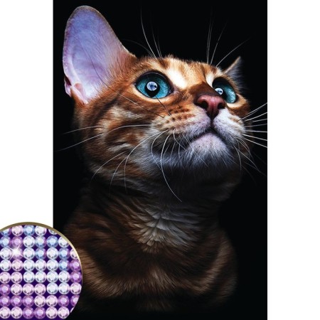 Diamond mosaic with a partial filling on the canvas "Cat View", 20 x 30 cm-1