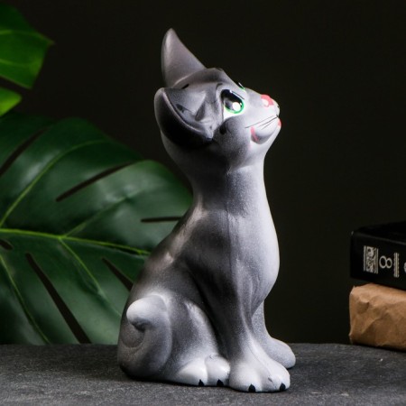 Piggy bank "Cat Oscar" Gray, 22cm-1
