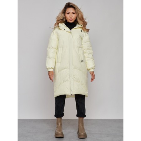 Coat insulated winter female, size 44, color light yellow