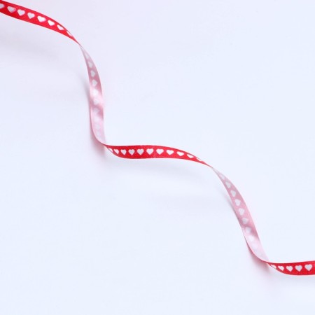Packing plastic tape "Hearts", red, 0.5 cm x 500m-1
