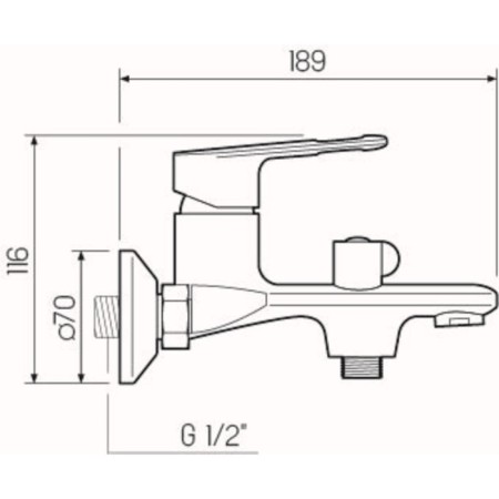 Bath mixer "RMS" SL134-009E, spout 100 mm, shower set, brass, chrome-4