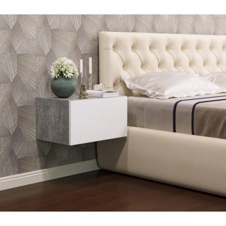 Tumbling bedside Elton # 1 suspension, 460x320x260, concrete/MDF white gloss