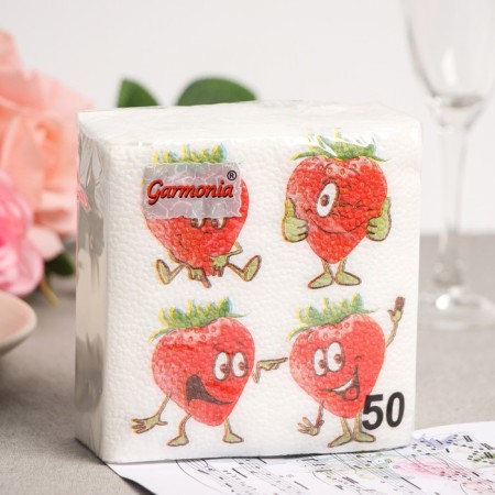 Napkins paper harmony color multicolor fun strawberries 50 sheets