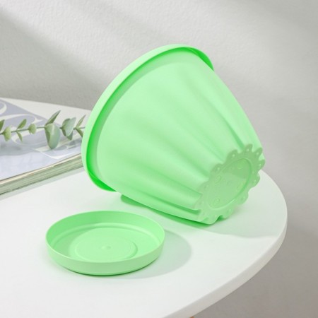 Pot for flowers with the Podon "Noble", 1 l, d = 14 cm, green color-3