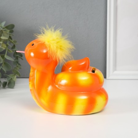 Piggy bank Ceramics "Red -haired snake with fluffy hairstyle" 10.5x13.9x12.3 cm-2