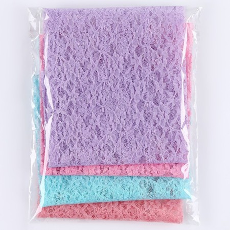 A set of shreds for needlework, guipure, 4 pcs: pink, coral, lilac, mint, 50 × 50 cm-4