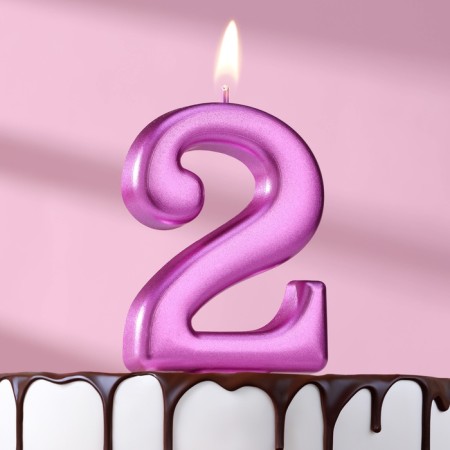 Candle for the Cake "European Giant", a number 2, 7 cm, purple metallic