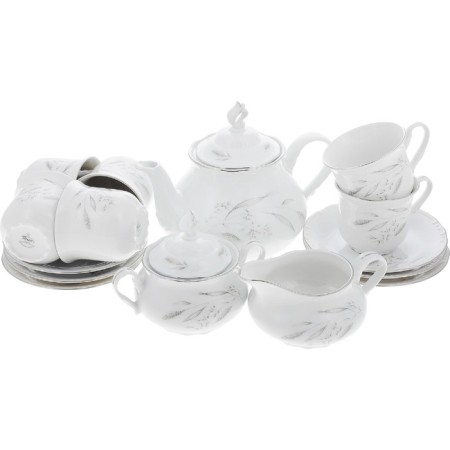 Tea Service 6/9 Constance, decor "Silver ears, Platinum laying", 15 items