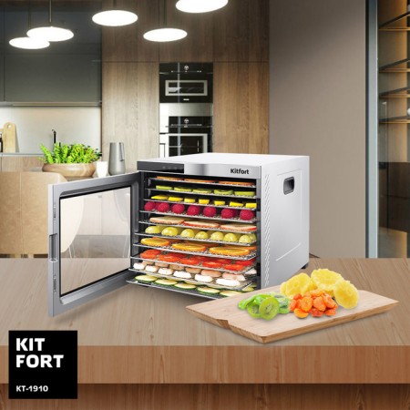 Drywall for vegetables and fruits KitFort KT-1910, 1000 watts, 10 tiers, silver-5