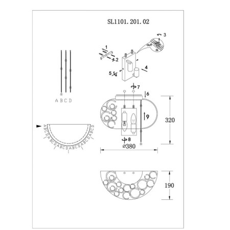 Sconces st. SL1101.201.02. Dolcima. 2x40 watts, E14, 38x32 cm, champagne color-6
