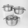 A set of stainless steel pots “Grette”, 3 subjects: 2.3 l, 3.2 l, 4.2 l, covers