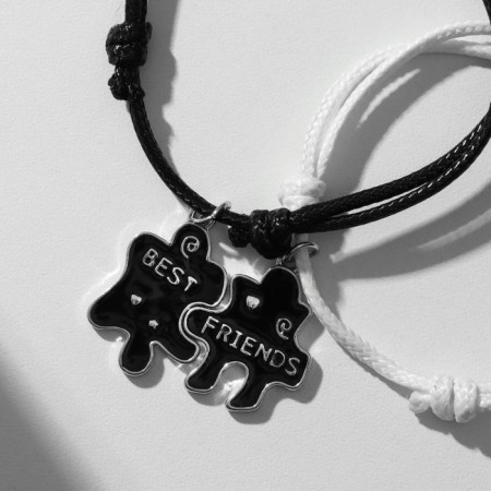 Bracelets "Demetrons" Puzzles with a heart, black and white color, 7 cm-3