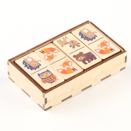 Domino wooden "Animals" 28 chips 60x27 mm-5