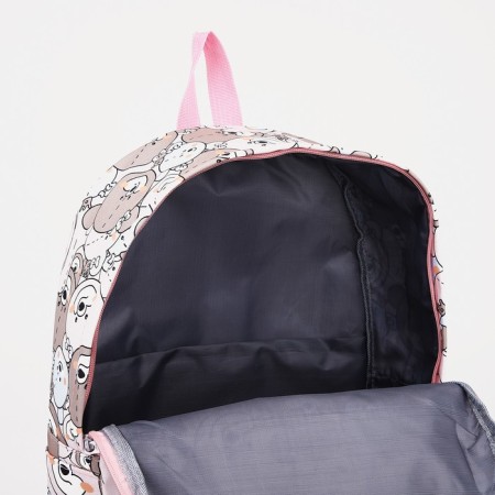 School backpack on lightning from textiles, external pocket, pink color-5