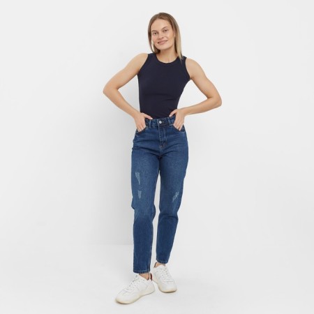 Women's jeans, dark blue color, size 38 (44)-2