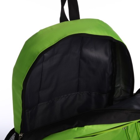 School backpack from textiles on a zipper, 4 pockets, green color-5