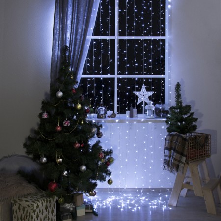 Garland "Curtain" 2 x 3 m, IP20, transparent thread, 720 LED, white glow, 8 modes, 220 V