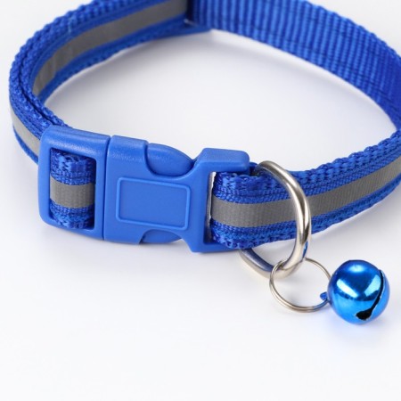 The collar is two -layer with fastx and a reflective strip, 30 x1.5 cm, blue-2