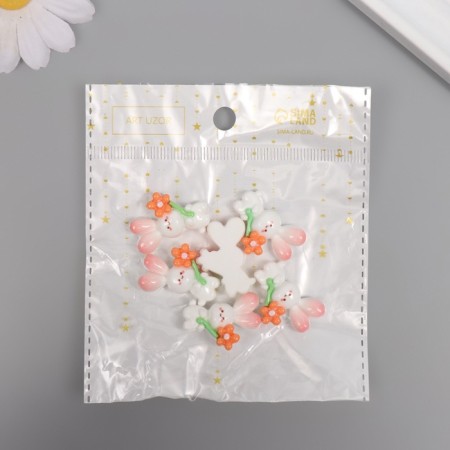 Decor for creativity plastic "Bunny holds a flower" set 6 pcs 2.5x1.5x1 cm-3