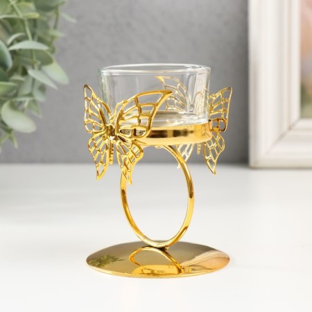 Summary Metal for 1 candle "Butterfly and ring" d = 5 cm gold 6.5x6.5x9.3 cm-3