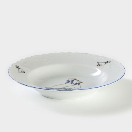 Deep plate "Rococo. Geese ", 250 ml, d = 22.5 cm, white, porcelain-1